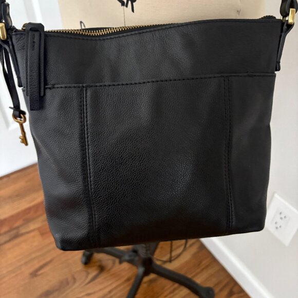 Fossil Jori Black Leather Purse Small Crossbody Gold Toned Hardware - Picture 3 of 13
